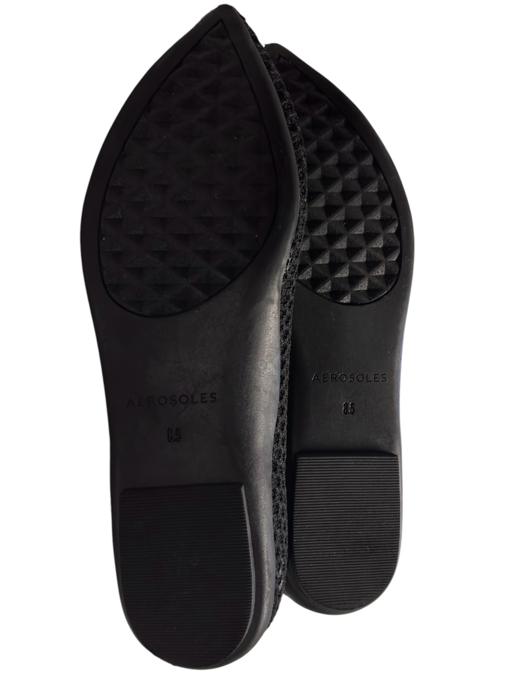 Aerosoles Honeycomb Black Crochet Knit Stretch Point Toe Flats 8.5